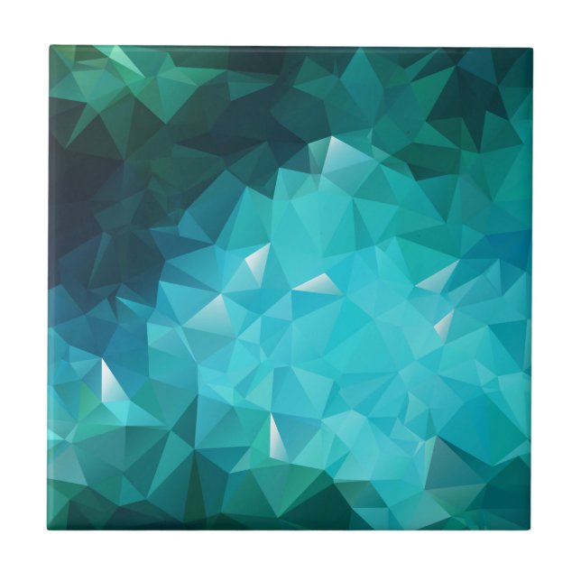 Polygonal Aquamarine-Abstrakt Kakelplatta (Framsidan)