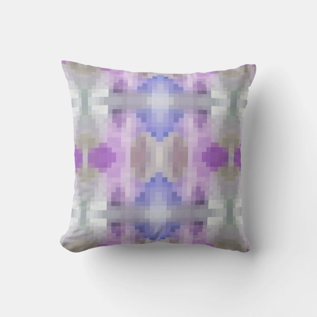 Polygonal geometrisk violett lila blå pixel squ kudde (Framsida)