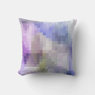 Polygonal geometrisk violett lila blå pixel squ kudde