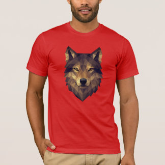 Polygonal Varg Head Geometric Art in Earth Tones T Shirt