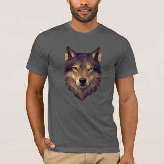 Polygonal Varg Head Geometric Art in Earth Tones T Shirt