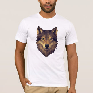 Polygonal Varg Head Geometric Art in Earth Tones T Shirt