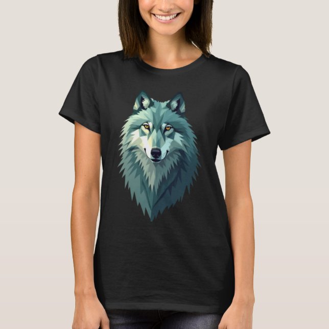 Polygonal vargdesign T-Shirt - Modern geometrisk  (Framsida)