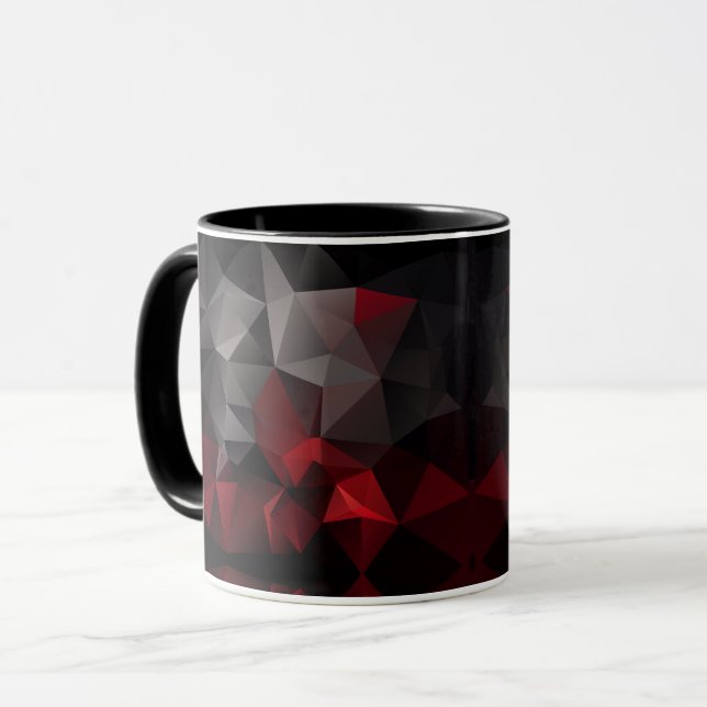 Polygonalt, svart och rött mugg (Framsida vänster)