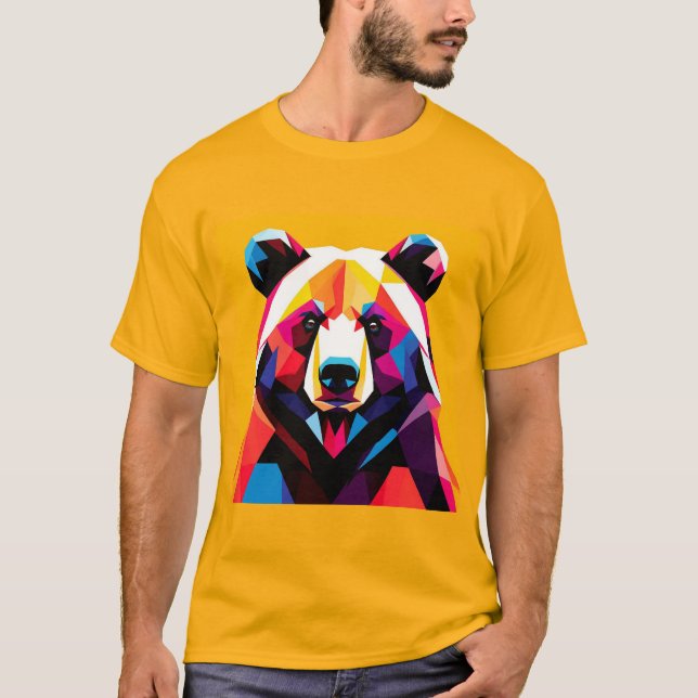 Polygonbjörn med abstrakt stil t shirt (Framsida)