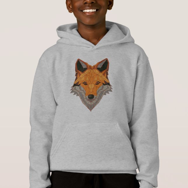 Polygonell orange rävhuvud djurdesign t shirt (Framsida)