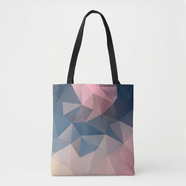 Polygonens geometriska trianglar ljusa, färgstarka tygkasse (Framsida)