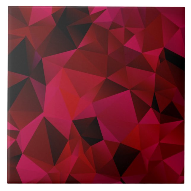 Polygonens geometriska trianglar röd utskrift kakelplatta (Framsidan)