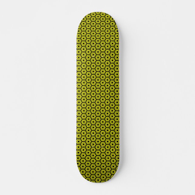 Polygoner v2 - Svart och Gult Skateboard Bräda 19,5 Cm (Framsida)