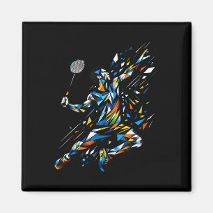 Polygonkonst Badmintonspelare Shuttle Badmintonspe Magnet