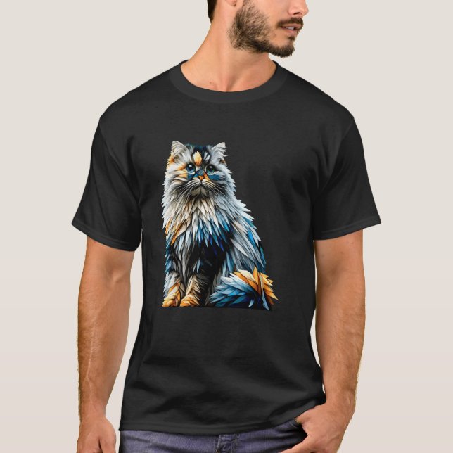 Polygonkonst Himalaya Katt Perser T Shirt (Framsida)