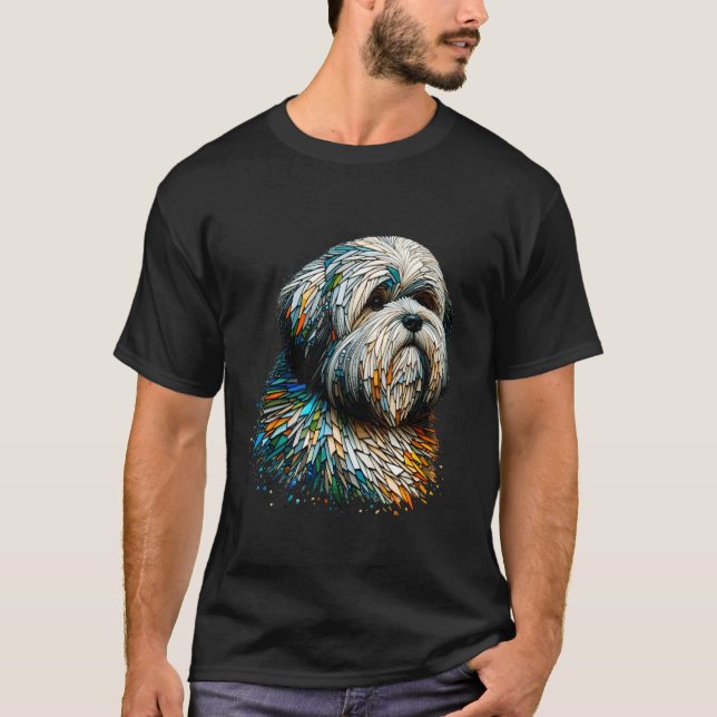 Polygonkonst Lhasa Apso T Shirt (Framsida)