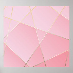 Polygonlyx: Vintagen Golden-Rosa Design. Poster