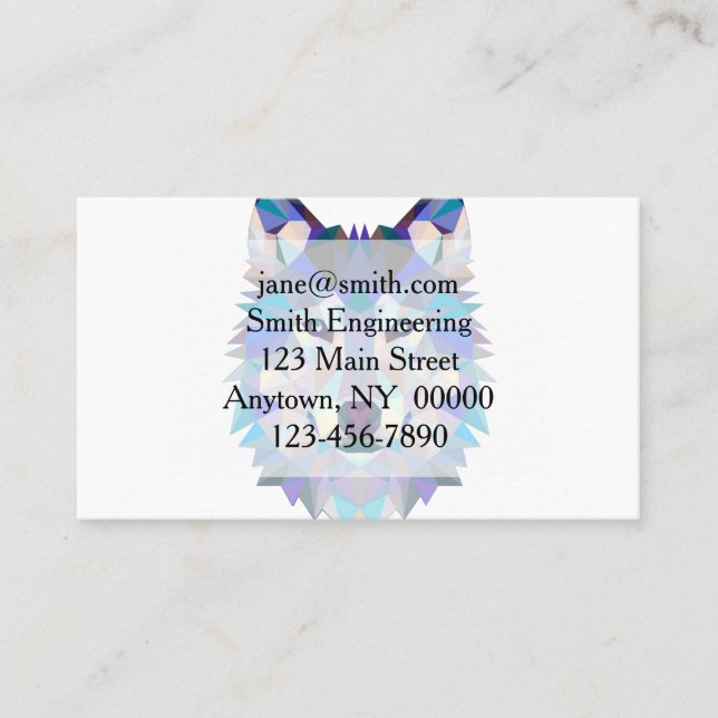 Polygonns geometriska varg visitkort (Framsida)