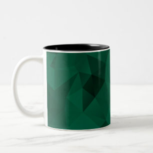 Polygontrianglar geometrisk utskrift grönt färg Två-Tonad mugg
