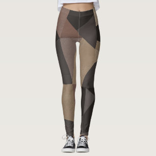 Polygontrianglar, geometriska utskrifter brunt fär leggings