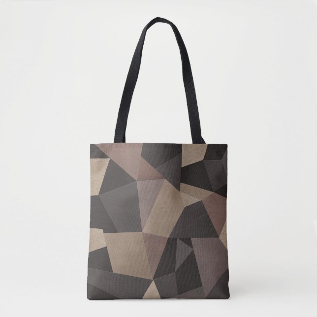 Polygontrianglar, geometriska utskrifter brunt fär tygkasse (Framsida)