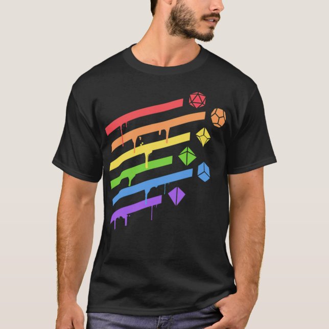 Polyhedral Dice Set Rainbow LGBT-Pride - standard T Shirt (Framsida)