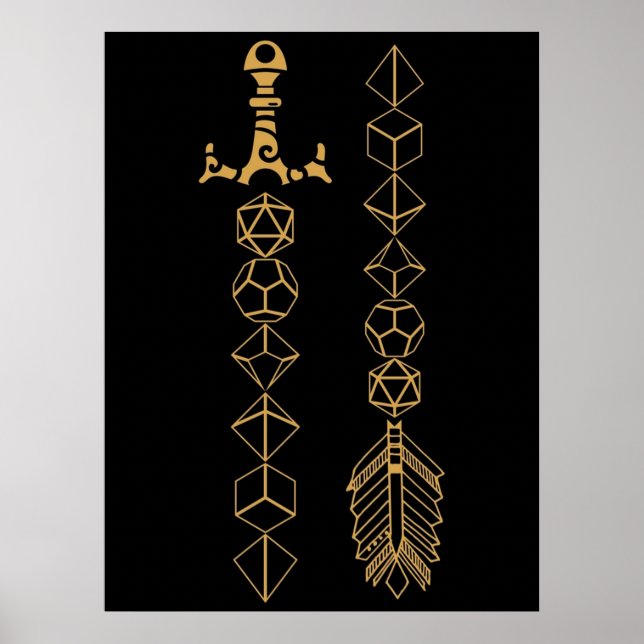 Polyhedral Dice Set Sword and Arrow Tabletop RPG G Poster (Framsidan)