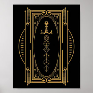 Polyhedral Sword Deco Retro Poster