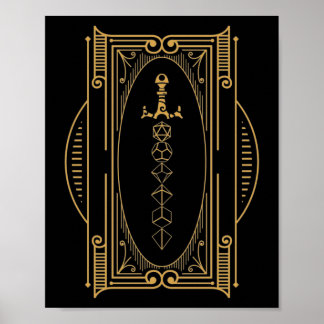 Polyhedral Sword Deco Retro Poster