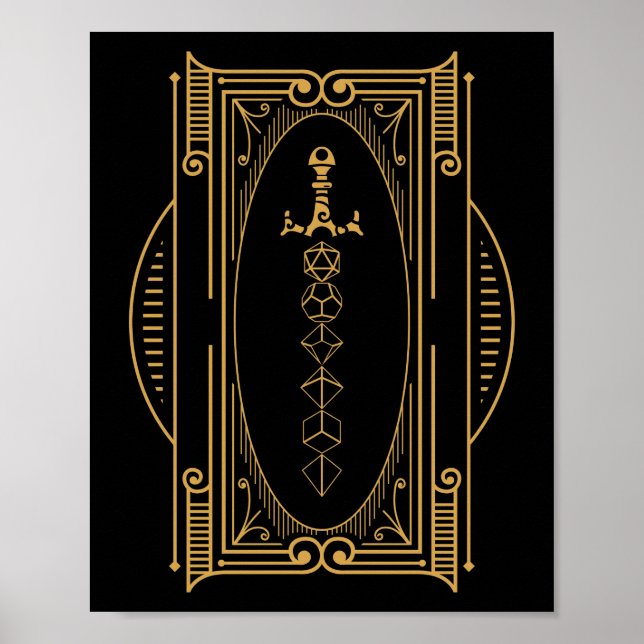 Polyhedral Sword Deco Retro Poster (Framsidan)