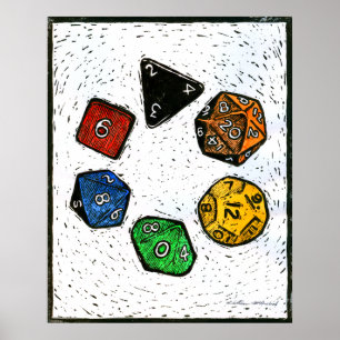 Polyhedron_dice-Circle-lino-Outland_Arts-17-inch-3 Poster