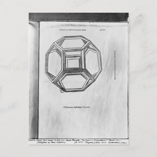 Polyhedron, från "De Divina Proportione" Vykort (Framsida)