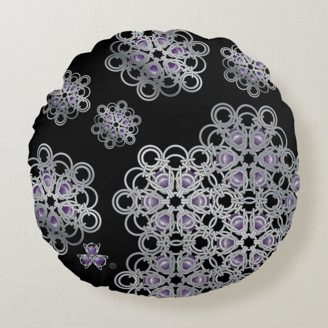 PolyHexaBloom Chainmaille Pillow Rund Kudde (Framsidan)
