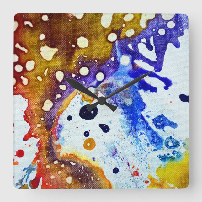 Polykromoptisk #1B av Michael Moffa Fyrkantig Klocka (Framsida)