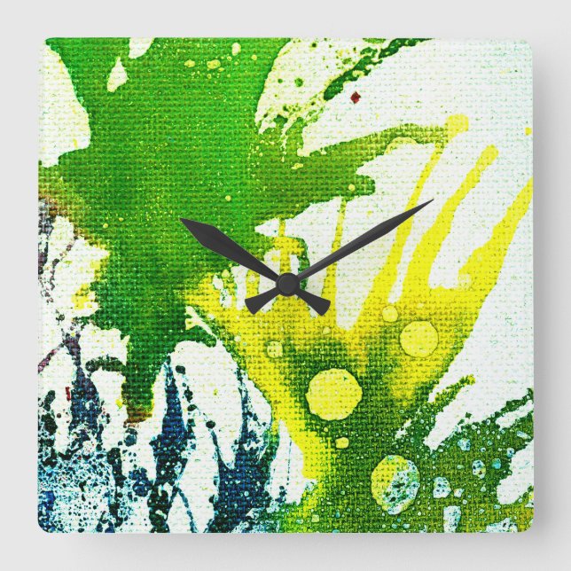 Polykromoptisk #2B av Michael Moffa Fyrkantig Klocka (Framsida)