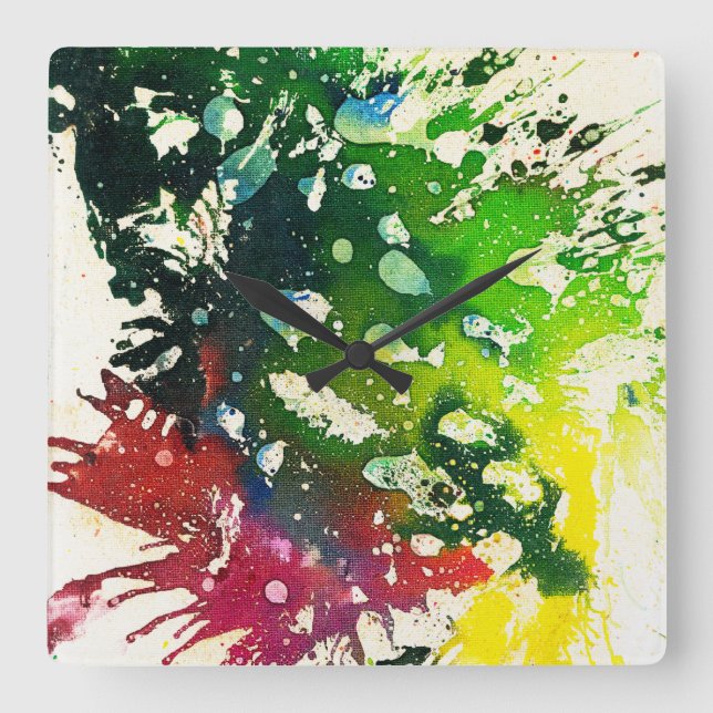 Polykromoptisk #4 av Michael Moffa Fyrkantig Klocka (Framsida)