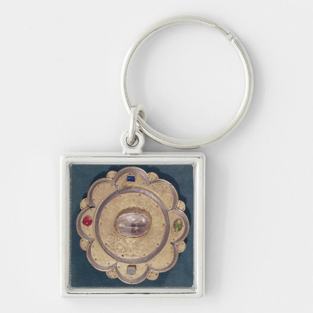 Polylobed reliquary, 13th århundrade fyrkantig silverfärgad nyckelring (Framsidan)