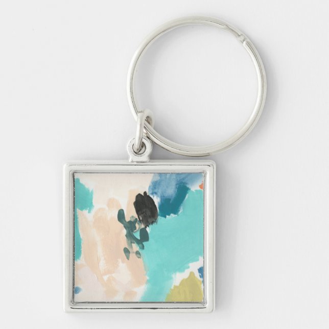 Polymerisk III Fyrkantig Silverfärgad Nyckelring (Framsidan)