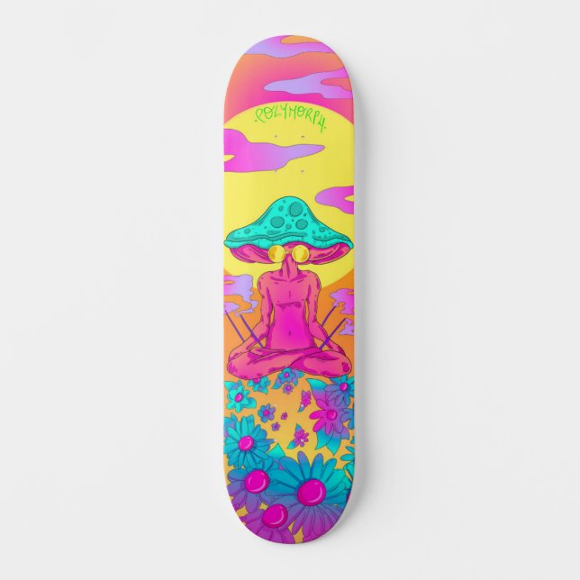 Polymorph Hippie Mushroom Skateboard (Framsida)