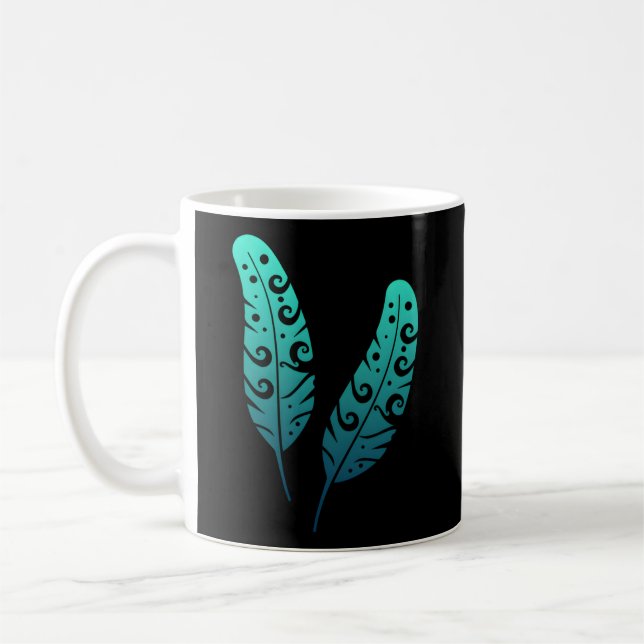 Polynesia Maori Feather Tribal Tattoo New Zealand Kaffemugg (Vänster)
