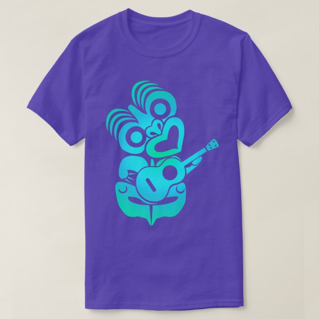 Polynesia Maori Hei Tiki Ukulele Music Nya Zeeland T Shirt (Design framsida)