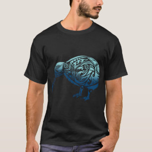 Polynesia Maori Kiwi Bird Ocean Blue Nya Zeeland T Shirt