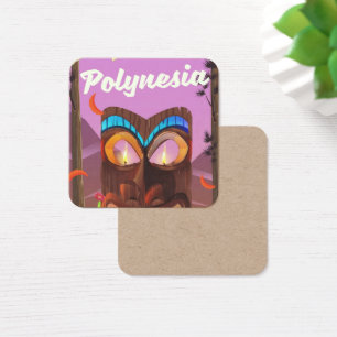 Polynesia Tiki-mask Fyrkantigt Visitkort