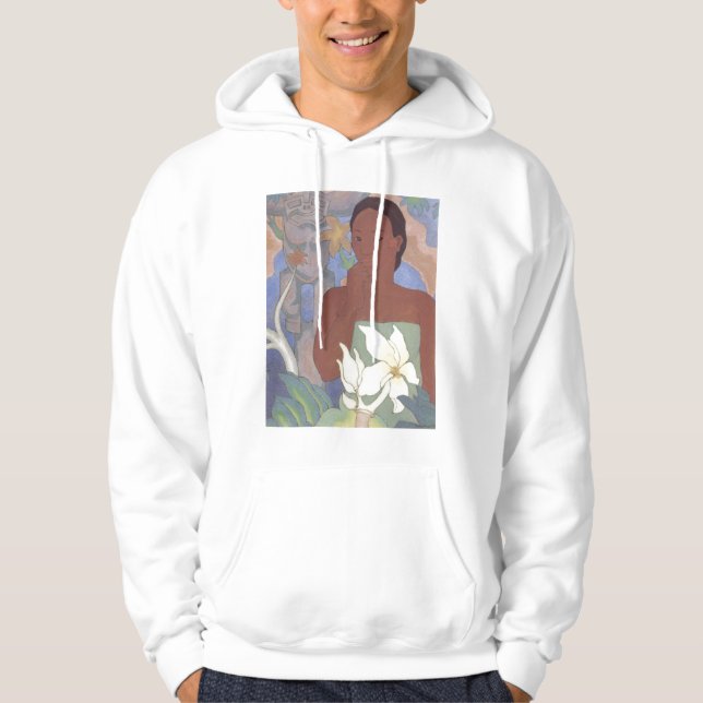 "Polynesian kvinna- och Tiki" - Hoodie (Framsida)