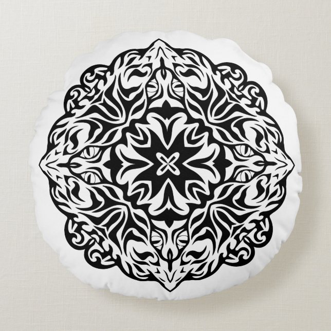 Polynesian Maori konst för person som tillhör en Rund Kudde (Framsidan)