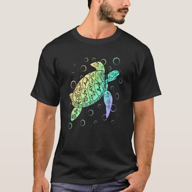Polynesian Sea Turtle Ocean Lover Save the Turtles T Shirt (Framsida)