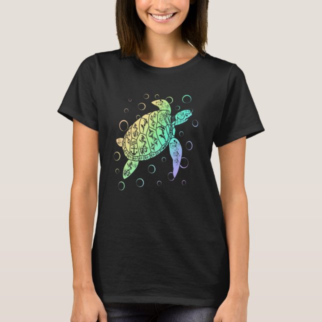 Polynesian Sea Turtle Ocean Lover Save the Turtles T Shirt (Framsida)