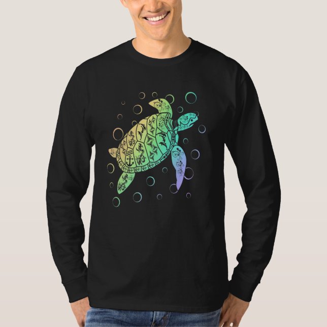 Polynesian Sea Turtle Ocean Lover Save the Turtles T Shirt (Framsida)