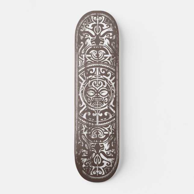Polynesian stam- ansikteGrunge Mini Skateboard Bräda 18,5 Cm (Framsida)