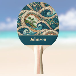 Polynesian Tropical Wave Palm Trees Pattern Name Pingisracket