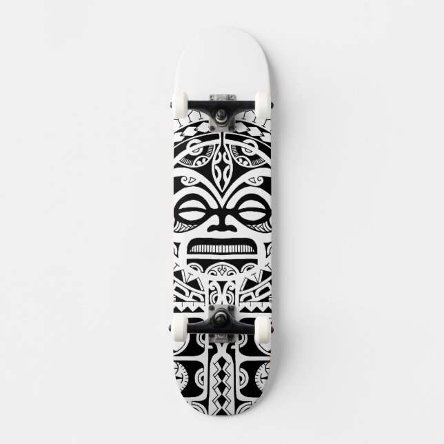 Polynesianen stam- Tiki maskerar tatueringen Skateboard Bräda 19,5 Cm (Framsida)