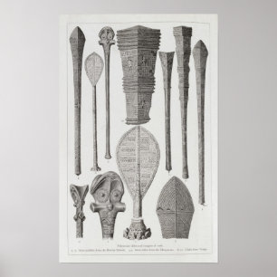 Polynesianklubbar och gradbeteckning av frodigt poster