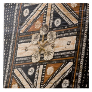 Polynesien, Konungariket Tonga. Detalj av tapa Kakelplatta