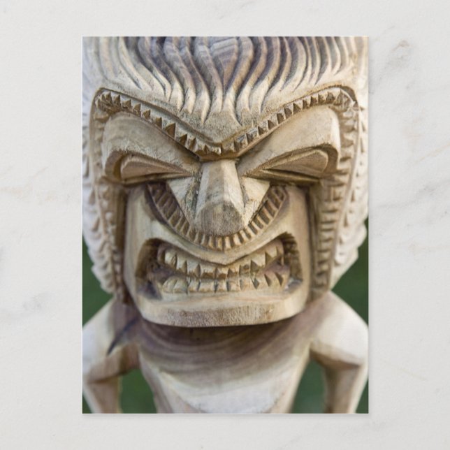 Polynesien, Konungariket Tonga. Närbild av tiki Vykort (Framsida)